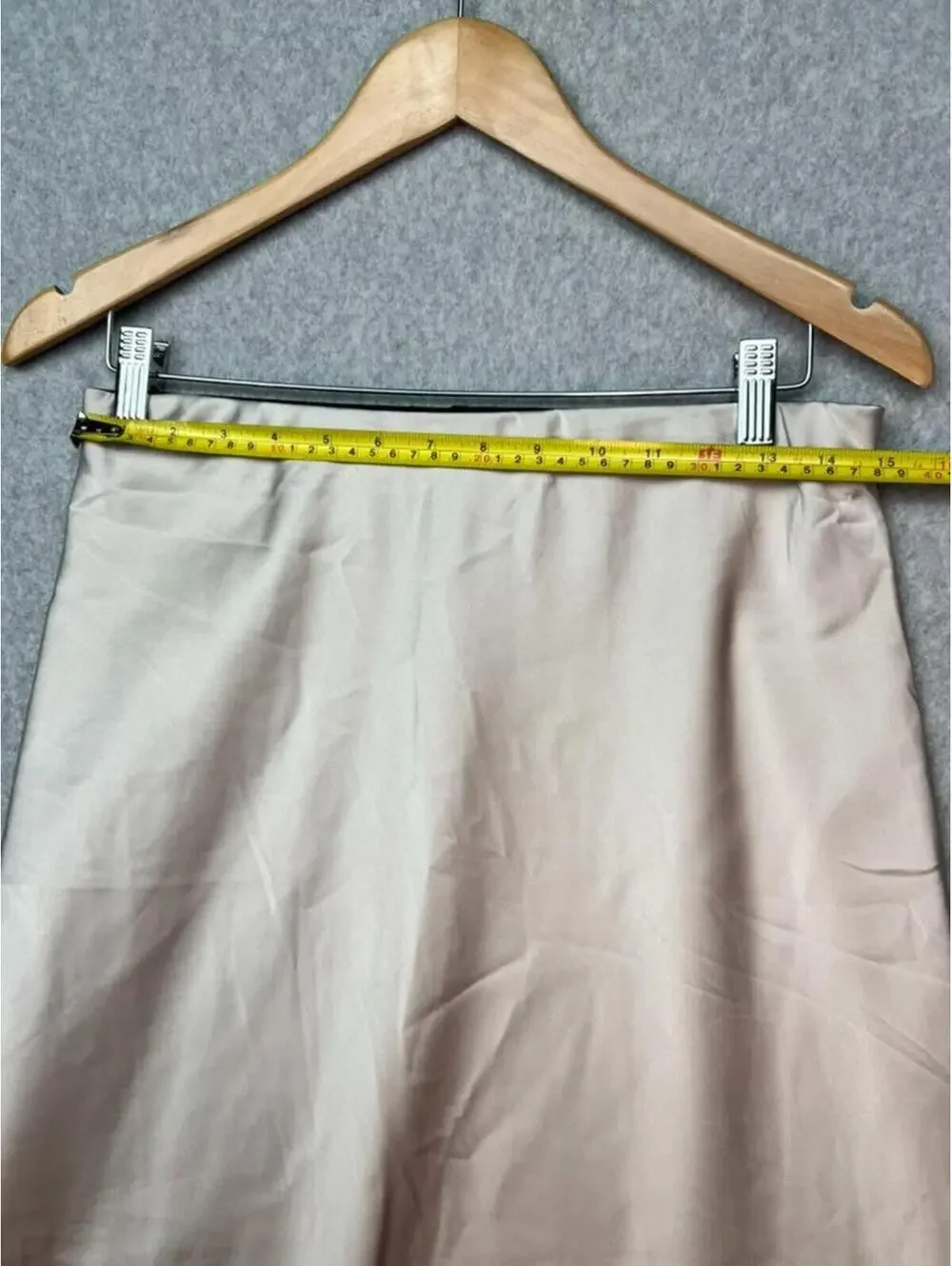 The Drop Beige Satin Maxi Slip Skirt M Midi Bias Cut Quiet Luxury Minimalist